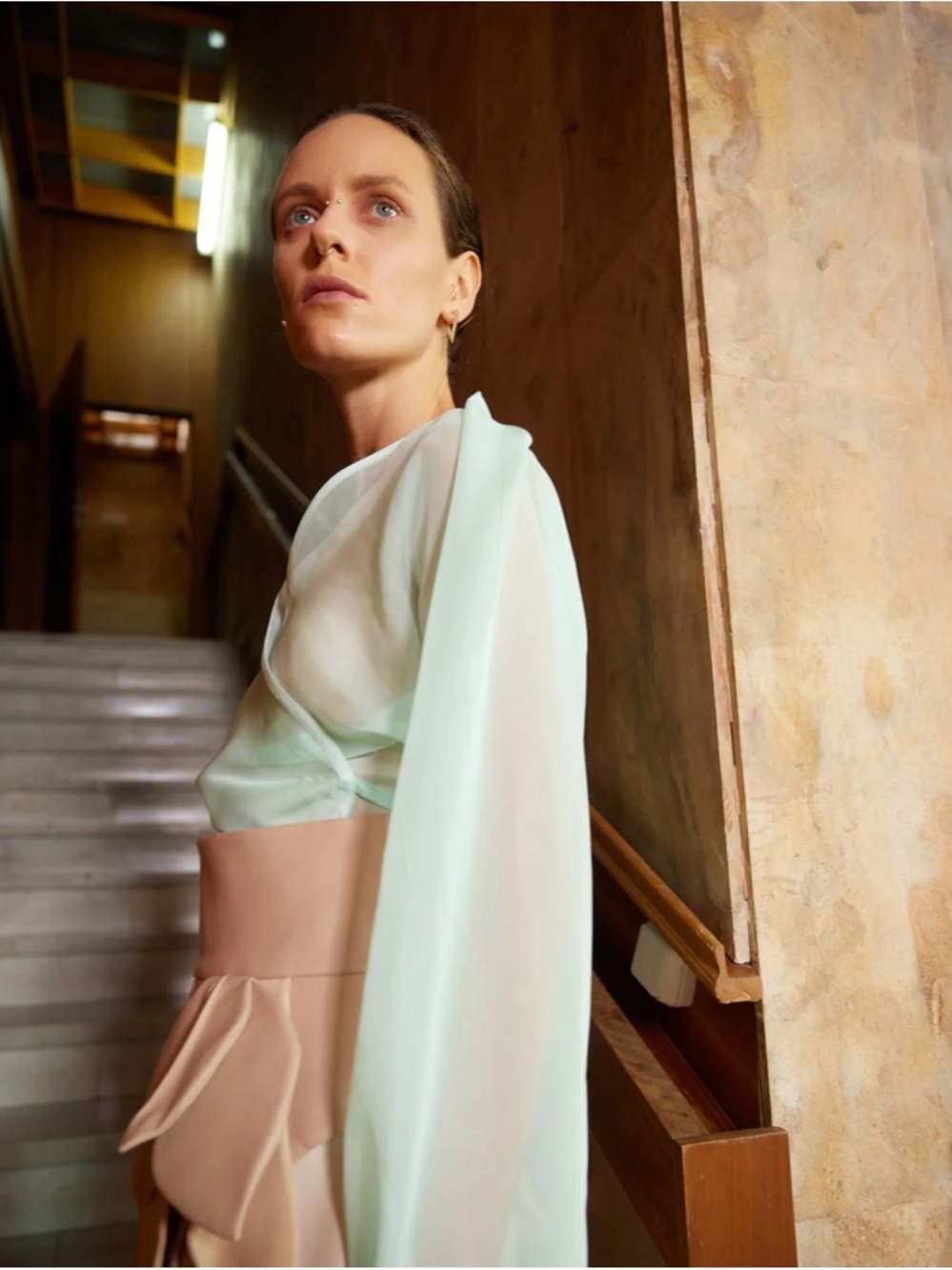Julia Allert Wrap Sheer Organza Blouse Mint
Green